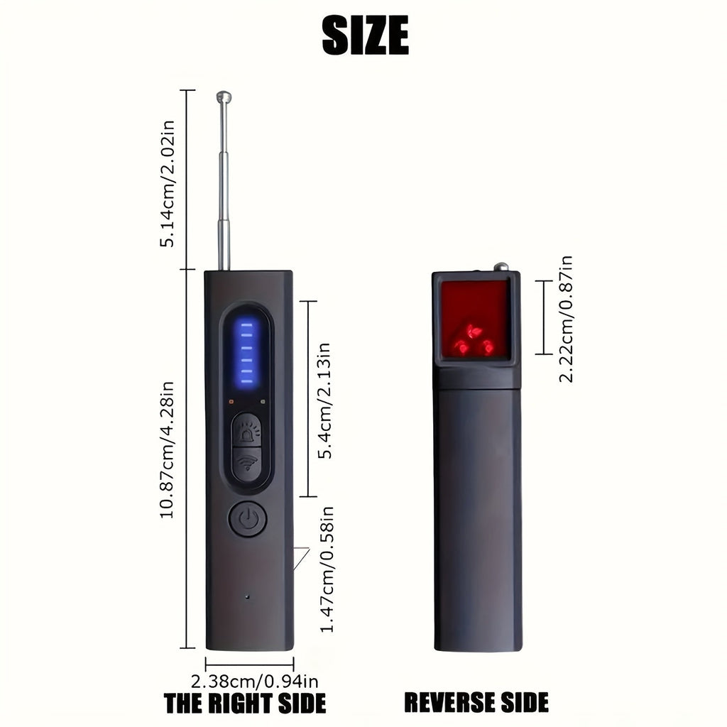 Hidden Camera Detector Anti Spy RF Signal Scanner – Bug Detector, GPS Tracker & Listening Device Finder, Portable Rechargeable Multi-Function Security Sweeper for Travel, Hotel, Home, Office, Car