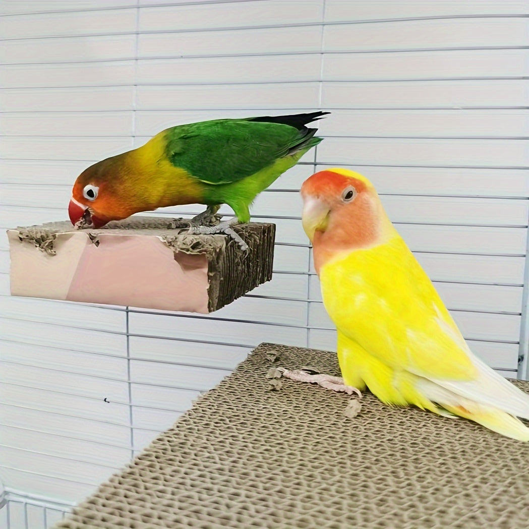 Parrot Chew Platform Bird Perch Stand - Natural Wood Multi-Level Gnawing Toy for Parrots, Cockatiels, Conures & Small Birds - Cage Enrichment Activity Platform, Small & Large Sizes