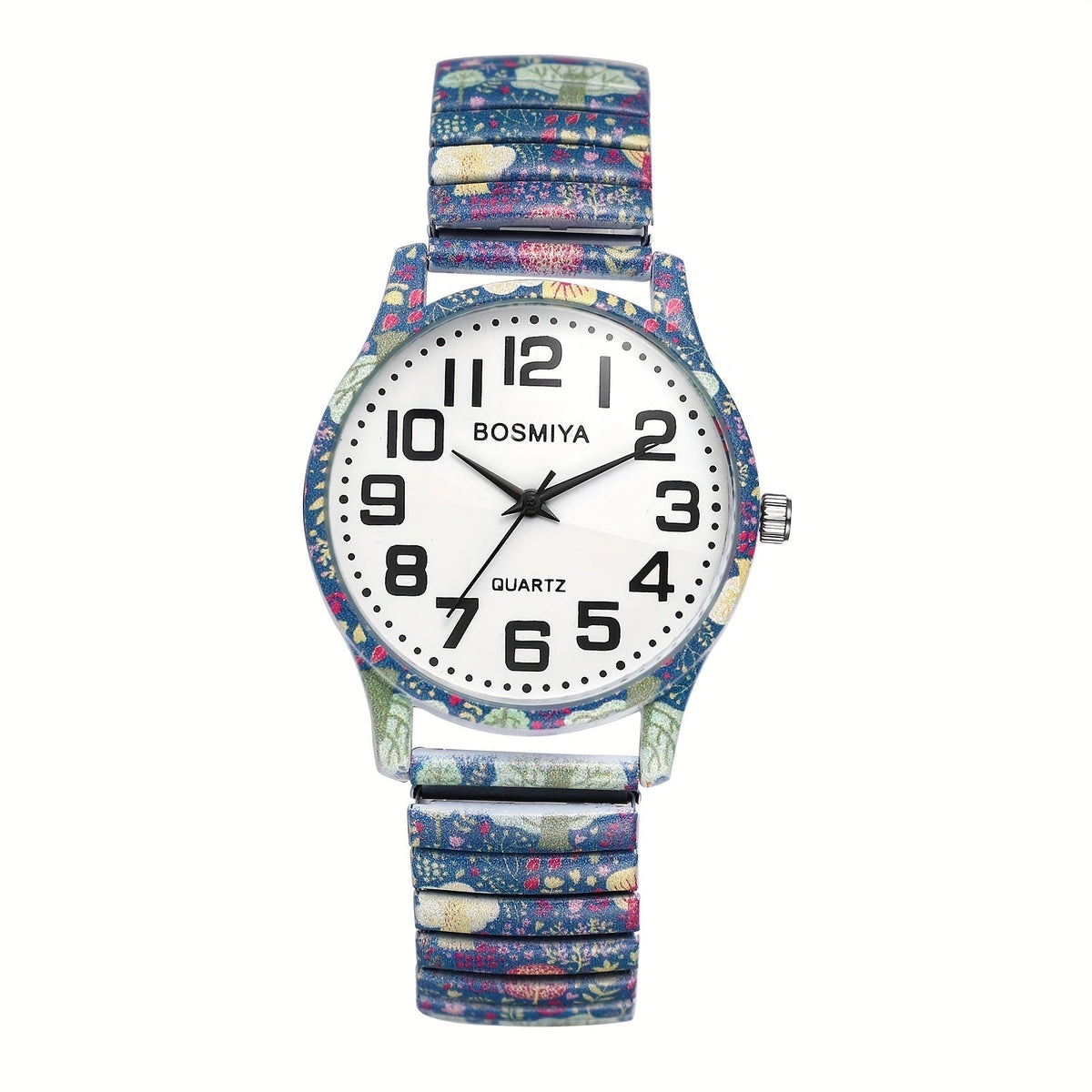 Bohemian Quartz Watch Unisex Printed Stretch Band Wristwatch – Starry Sky Sunflower Tree of Life Boho Designs, Large Arabic Numeral Dial, Nature-Inspired Gift for Women & Men Valentine Birthday