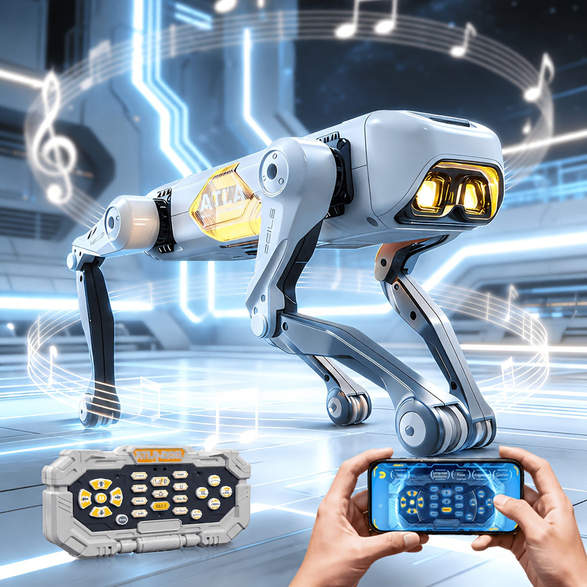 Smart Robot Dog 2.4GHz Remote Control Stunt Dog with AI Voice Control Smartphone App Dancing Music LED Lighting Programmable STEM Toy Gift for Kids Adults