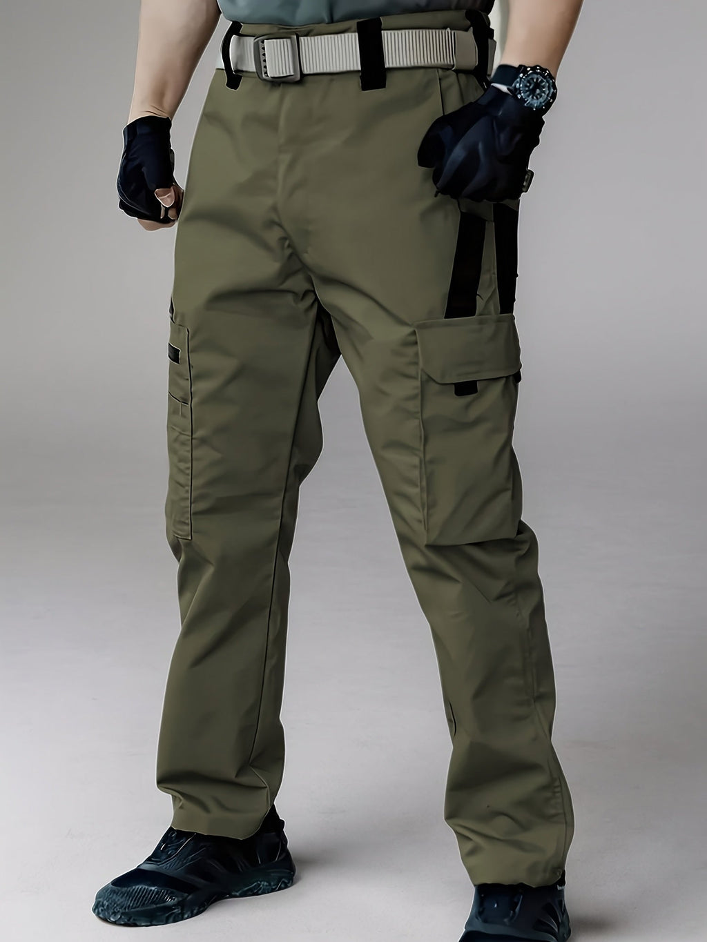 Men's Tactical Cargo Pants Lightweight Quick Dry – Breathable Multi-Pocket Hiking Pants with Belt, Relaxed Fit All-Season Outdoor Work Pants, Wear-Resistant – M to XXXL, Black / Grey / Khaki