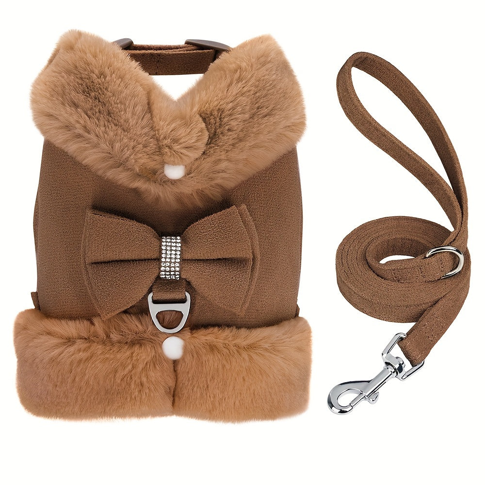 Small Dog Harness and Leash Set Soft Warm Winter Vest Harness for Small Dogs Cats Chihuahua Yorkie – Padded No-Pull Puppy Harness with Quick Release Buckle Dog Clothes Vest for Outdoor Walking