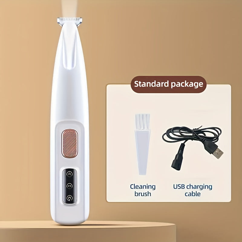 Multifunctional Pet Hair Clipper with LED Light USB Rechargeable - Low Noise Electric Dog & Cat Grooming Trimmer for Paw, Eyes, Ears, Face & Butt, Precision Cordless Pet Fur Remover for At-Home Grooming