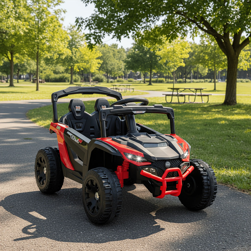 12V Kids Electric Ride-On UTV Car - Dual Drive Mode with Parental Remote Control, 3 Speeds, LED Headlights, Music, Spring Suspension & Safety Belt | Outdoor Toy for Boys and Girls Ages 3+