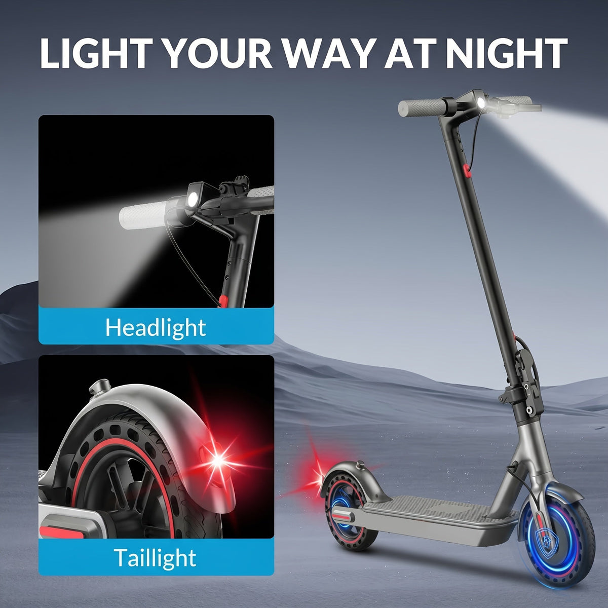 Electric Scooter for Adults 350W Motor - 19 MPH Top Speed, 21-Mile Range, 8.5" Solid Tires, Foldable Commuter E-Scooter with App Control, Dual Brake System & LED Lights | Portable Folding Design