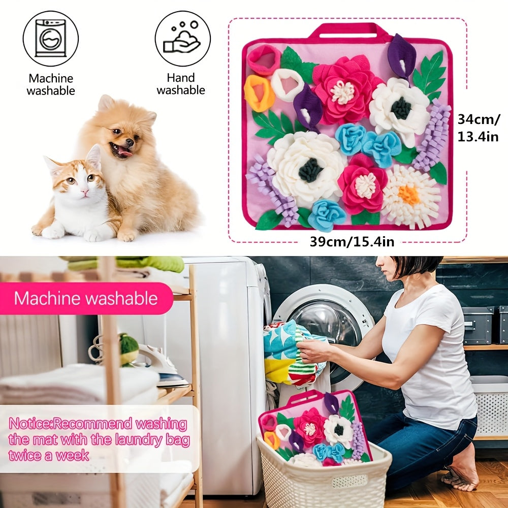Snuffle Mat for Dogs - Slow Feeder Dog Puzzle Mat, Olfactory Training Nose Work Blanket, Anti-Choke Stress Relief Feeding Game Toy, Encourages Natural Foraging Instincts, Machine Washable