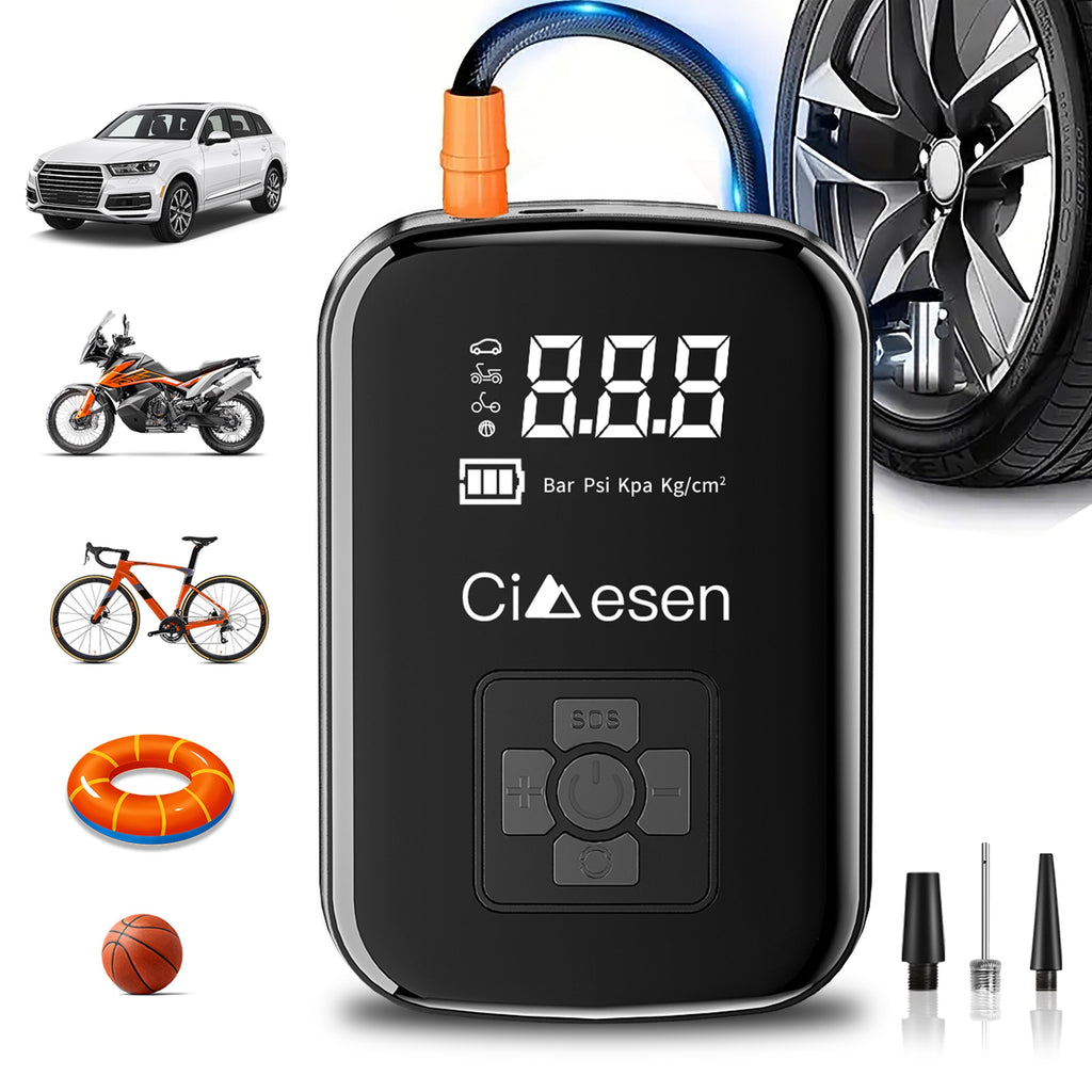 Portable Cordless Tire Inflator 150PSI Digital Display USB-C Rechargeable 4000mAh for Car Motorcycle Bike Ball
