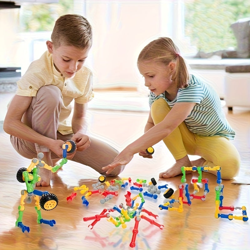 83pcs STEM Educational Building Blocks Toy for Kids - Creative Learning Construction Set for Boys & Girls Ages 3+, Random Colors, Develops Engineering & Spatial Skills, Christmas Birthday Gift