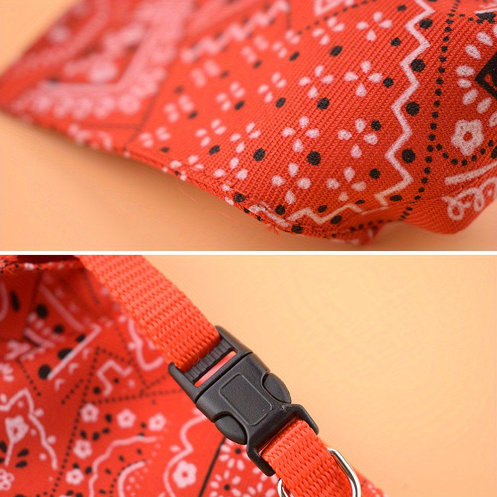 Personalized Dog Bandana Collar with Snap Closure - Adjustable Soft Polyester Pet Saliva Towel Necklace for Small Medium Large Dogs S M L 4 Colors Black Red Blue Pink Holiday Gift