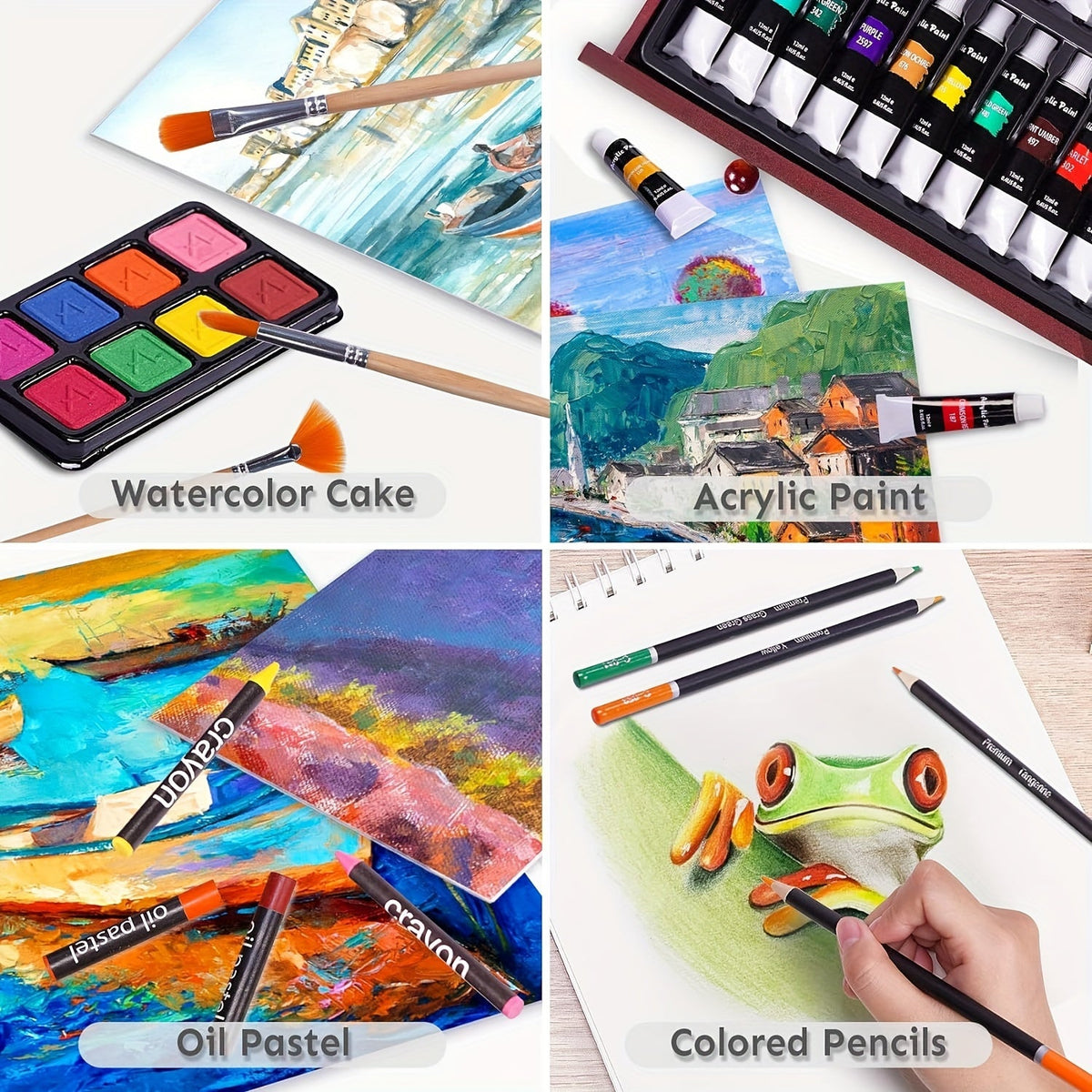 175-Piece Deluxe Art Set in Wooden Case – Complete Art Kit with Drawing Pads, Crayons, Acrylic Paints & Colored Pencils, Professional Artist Supplies Gift for Kids Teens Adults, All Occasions