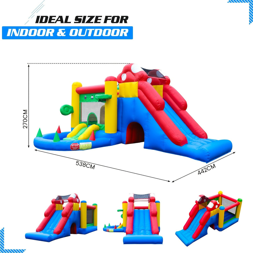 Commercial Grade Bounce House 17.7x14.5x9ft - 100% PVC Inflatable Bouncy Castle with Blower, 2 Slides, Ball Pit & Climbing Wall | Large Outdoor Bounce House for Kids Birthday Party, Backyard Events