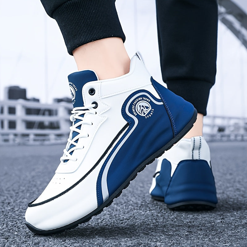 Men's Arch Support Anti-Slip Running Shoes – Lightweight Breathable Tennis Walking Gym Shoes, Corrective Sports Sneakers, White Blue & White Grey, Sizes US 7–12.5