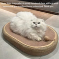 Large Oval Sisal Cat Scratching Board & Lounge Bed – 23.6 Inch Durable Scratch Pad with Sisal Toy Ball, No Assembly Needed, All-Season Cat Scratcher Mat for Indoor Cats to Play Sleep and Rest