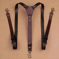 Men's Faux Leather Suspenders - Retro Adjustable Y-Back Braces with Rivet Detail, Elegant Vintage Clip-On Suspenders for Daily Formal Wedding & Party Wear, Great Gift for Him
