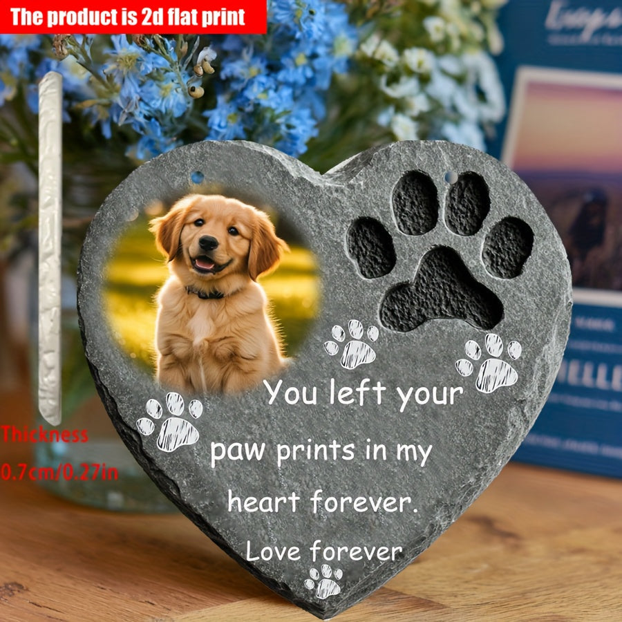 Custom Pet Photo Memorial Resin Heart Plaque – Personalized Bohemian Wall Art 6.3”, Indoor & Outdoor Garden Decor, Wind-Resistant with Custom Phrases – Pet Loss Sympathy Gift