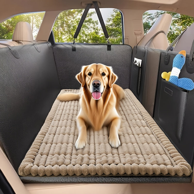 Non-Slip Dog Car Seat Cover Mat – Heavy-Duty Polyester Pet Seat Protector with Rear Extension for SUV, Sedan & Truck, Easy-Clean Floor Liner for All Dog Sizes