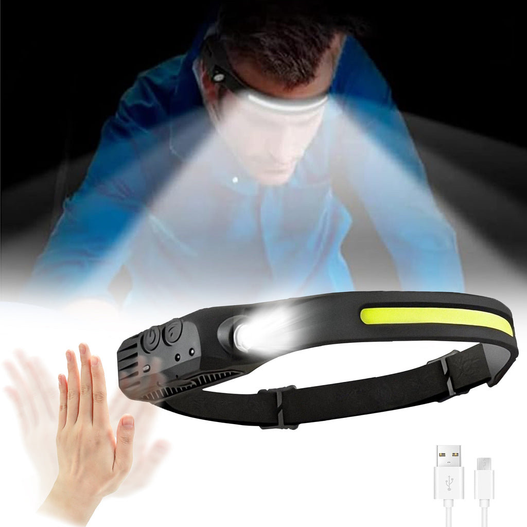 4 Pack USB Rechargeable LED Headlamp Ultra Bright Hands-Free with Adjustable Headband, Built-in 1200mAh Lithium Battery, Multi-Mode Emergency Work Light for Camping Hiking Running Fishing Repairing