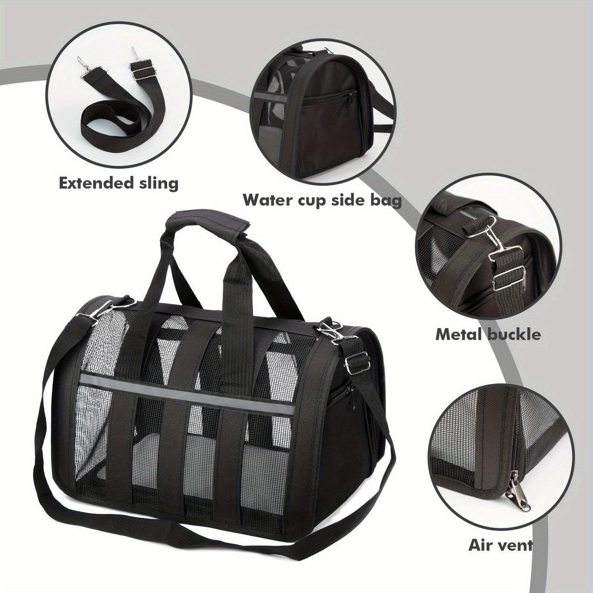 Foldable Soft Pet Carrier Bag – Breathable Mesh Travel Bag for Cats & Dogs, 6 Colors, S/M/L Sizes, Portable with Zipper Closure