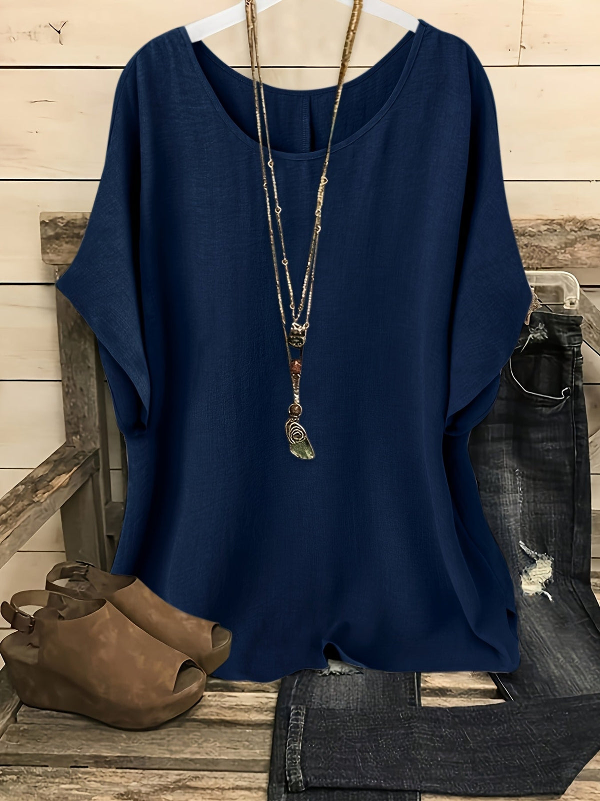 Women's Glossy Loose Fit Beach Top – Round Neck Short Sleeve Solid Color Vacation Shirt for Summer Casual Outing