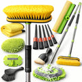69 Inch Car Wash Brush with Long Handle 8-Piece Car Wash Kit – Tire Brush Window Squeegee Chenille Microfiber Mitt Detailing Brushes for Car Truck SUV RV – Extendable Car Cleaning Supplies