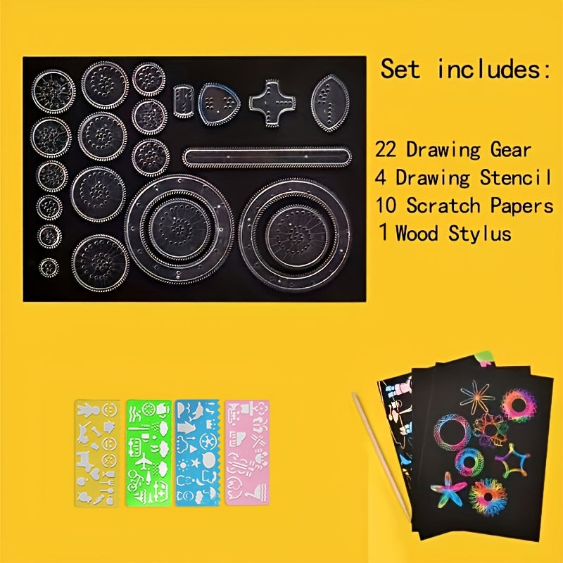Magic Scratch Art Set for Kids DIY Rainbow Scratch Paper Painting Kit with Stencils Sheets and Stylus Creative No-Power Art Activity for Journal Drawing Scrapbook Christmas Halloween Easter Gift