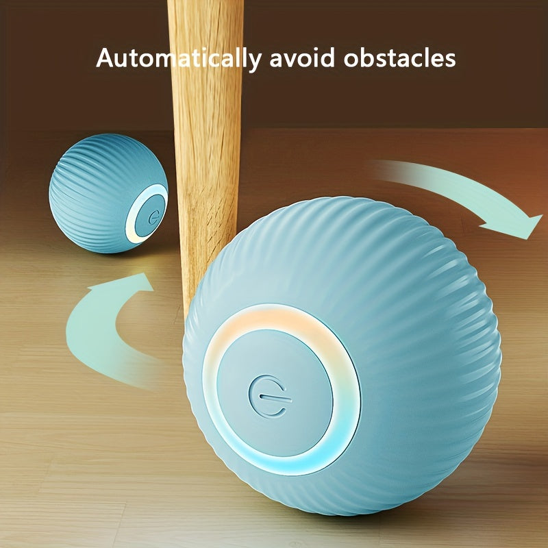 Smart Automatic Cat Toy – Self-Playing Electric Rolling Ball with Teasing Stick, Boredom Relief Interactive Cat Teaser Toy for Indoor Cats, USB or Battery Powered