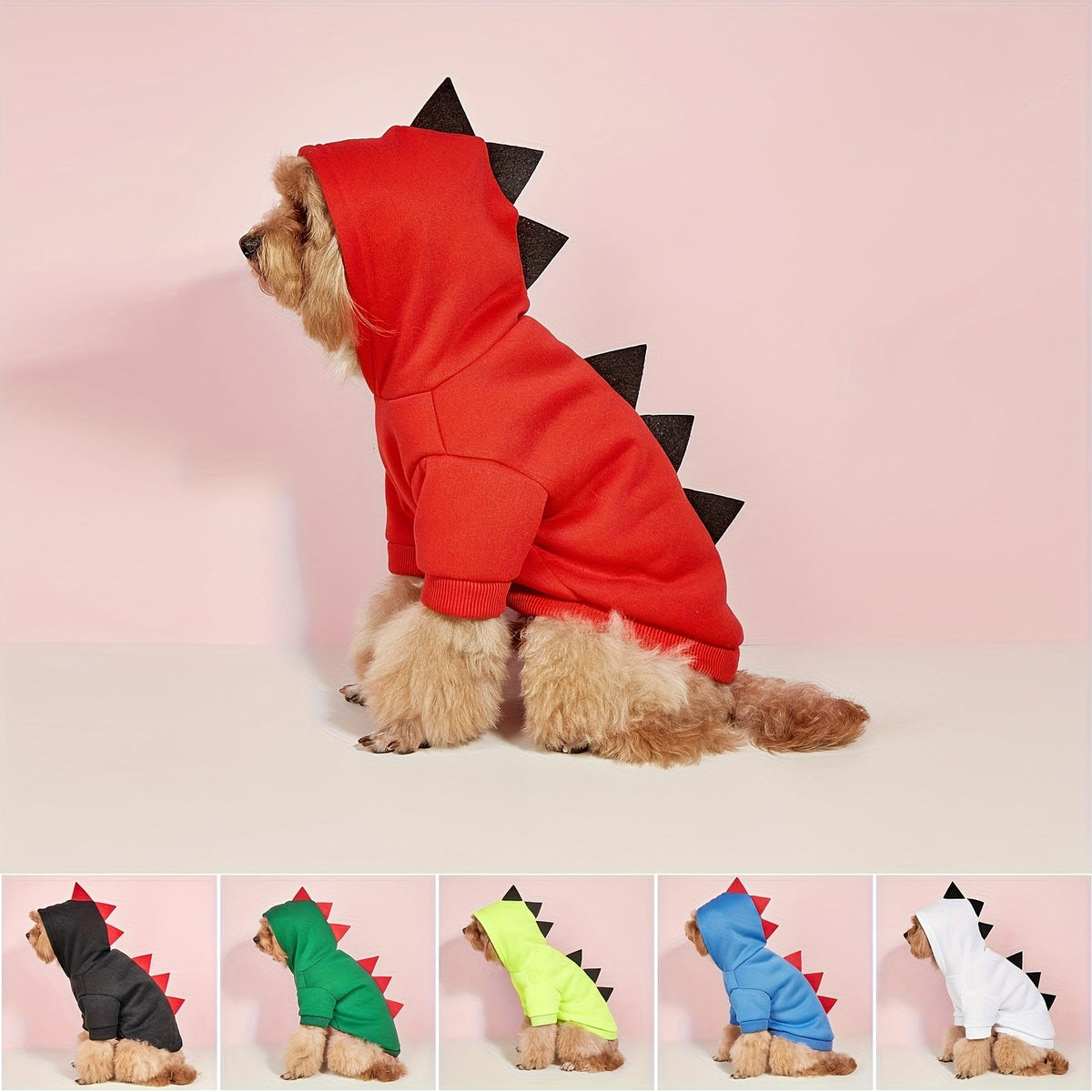 Dinosaur Dog Costume Sweatshirt for Cats and Dogs - Funny Pet Transformation Hoodie with Dino Spike Design, Soft Warm Halloween Cosplay Outfit for Small Medium Pets