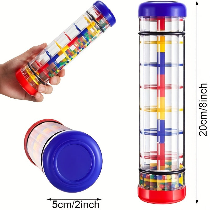 Colorful Rainmaker Musical Toy for Babies 40cm Translucent Shaker Vibrant Beads Rain Sound Educational Sensory Instrument Color Recognition Coordination Development Gift Ages 0+ ABS Safe