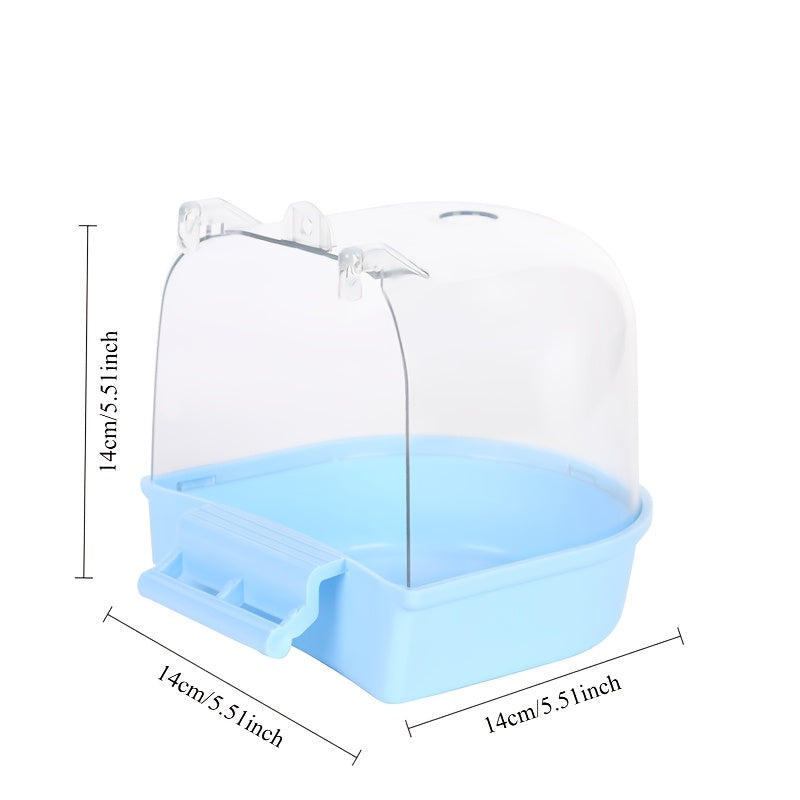 Parrot Bird Bath Tub Transparent Anti-Splatter Durable PP with Handles for Budgies Cockatiels Lovebirds Parakeets – Easy Clean Portable Bird Bathing Basin
