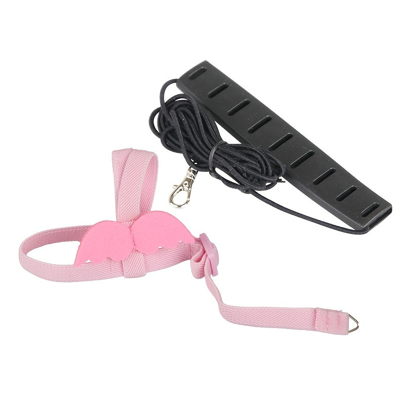 Adjustable Bird Harness & Leash for Parrots - Escape-Proof Soft Training Strap for Conures, Cockatiels, Lovebirds, Budgies & Small Parrots - 2M Long, Outdoor Walking Bird Leash, Pink & Blue