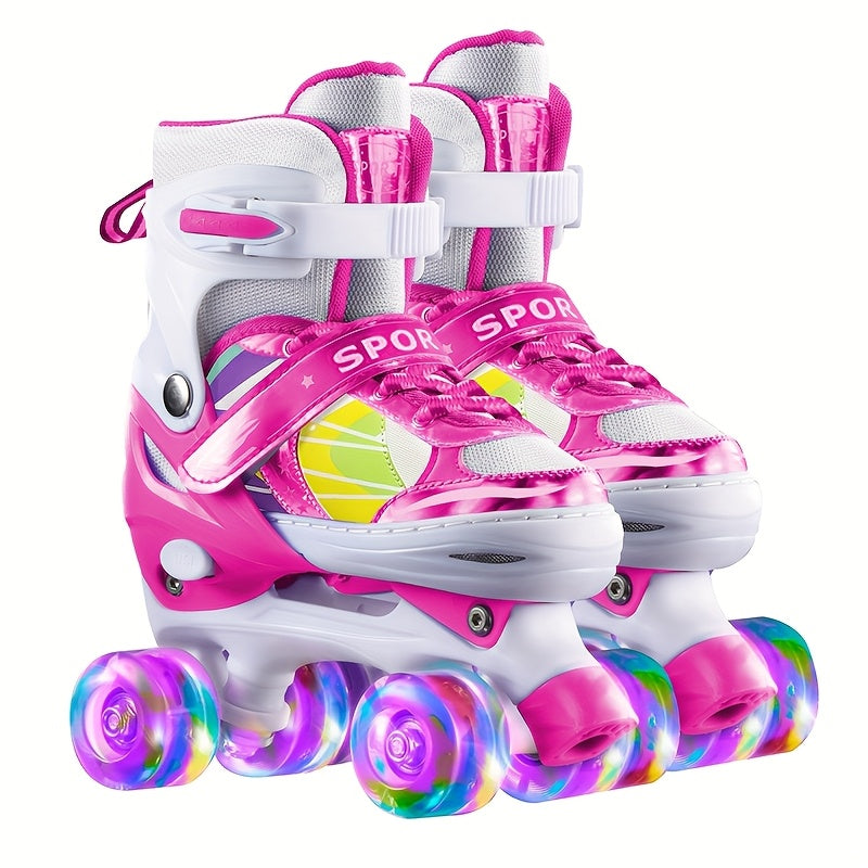 Kids Adjustable Roller Skates 3 Fit Levels Breathable Mesh Beginner Children Roller Skates 6 Colors Small Medium Large Little Kid Big Kid Youth Sizes Boys Girls Outdoor Indoor Skating