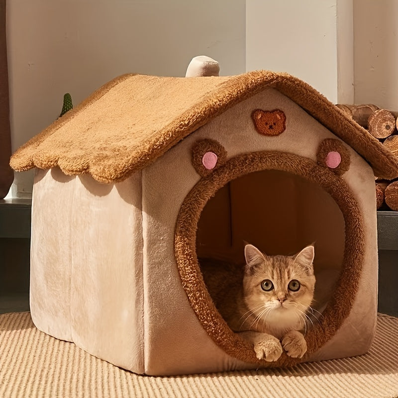 Washable Fluffy Cat Bed - Warm Cozy Pet Nest for Cats & Small Dogs, Machine Washable, Portable, Available in S/M/L for Cats Up to 14kg