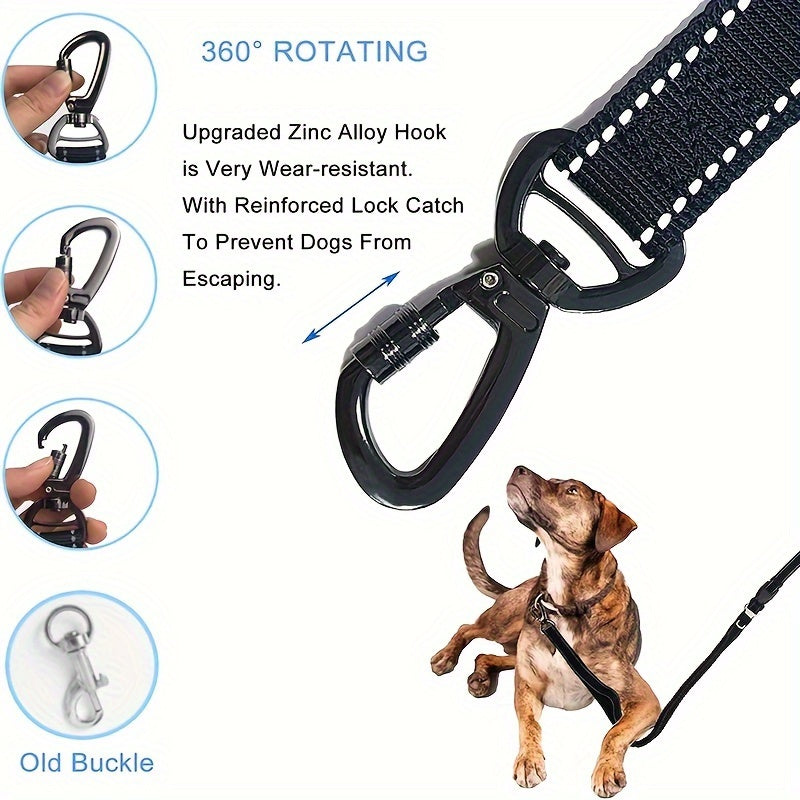 4-in-1 Elastic Dog Leash for Medium Large Dogs Adjustable Bungee Training Leash with Foam Grip Handle Anti-Choke Shock Absorbing – Multifunctional Dog Walking Leash for Hands-Free Jogging and Training