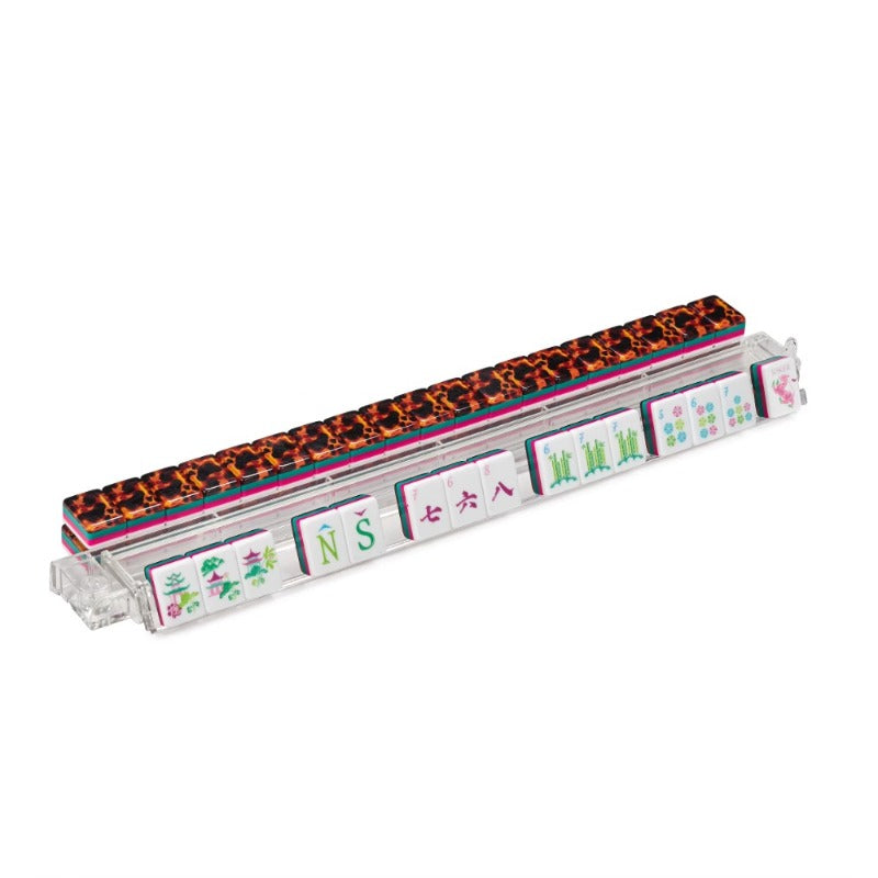American Mahjong Set 160 Acrylic Tiles - Foldable Portable Mahjong Table Game with Animal Pattern Tiles, 4-Layer Construction, Travel & Competition Ready | Deluxe Gift Set for Family Game Night