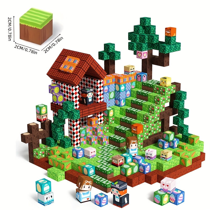100pcs Magnetic Building Blocks Set Creative Cube Tiles STEM Construction Toy for Kids Boys Girls Colorful Magnet Building Kit Birthday Christmas Halloween Winter Gift Ages 6+