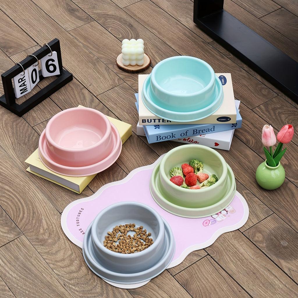 Ant-Proof Elevated Pet Bowl Set 2pcs – Non-Slip Spill-Resistant Plastic Feeding Dish for Small & Medium Dogs and Cats, Anti-Tip Stable Base, Easy Clean Indoor Outdoor Travel Feeder, Random Colors