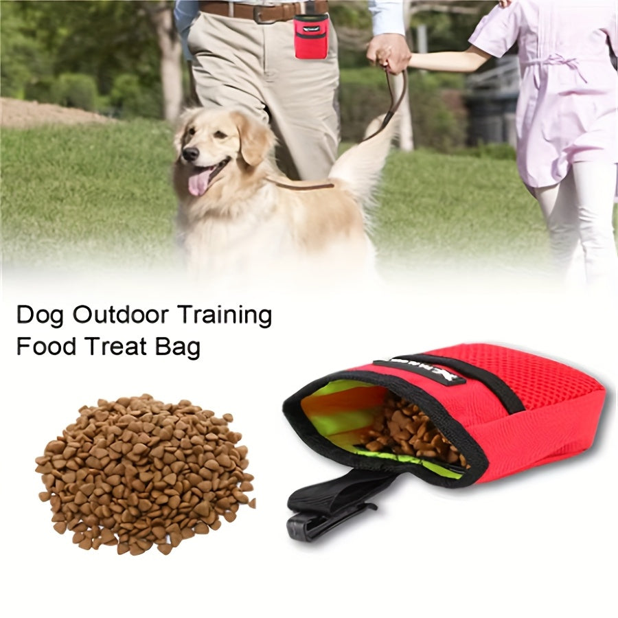 Dog Training Treat Pouch with Secure Closure – Portable Waist Pack Snack Reward Bag for Obedience & Agility Training, Puppy Feeding On-the-Go, Durable Polyester, Black or Red