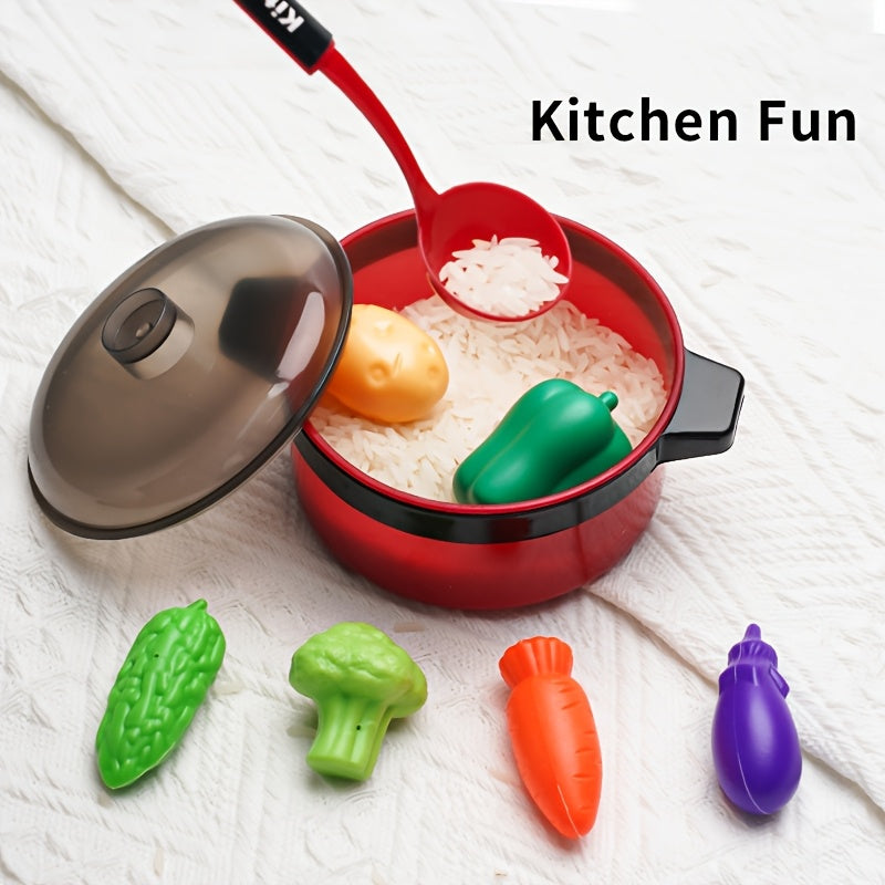 Play Kitchen Cooking Toy Set 47 Piece Little Chef Role Play Pretend Kitchen Game with Realistic Fruits Foods Utensils Enhances Imagination Manual Skills Interactive Learning Gift for Kids