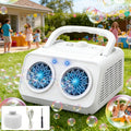 Automatic Bubble Machine Upgraded Thickened 2-Fan Design 20000 Plus Bubbles Per Minute Plugin or Battery Powered Portable Indoor Outdoor Bubble Blower for Birthday Party Wedding Kids White Black