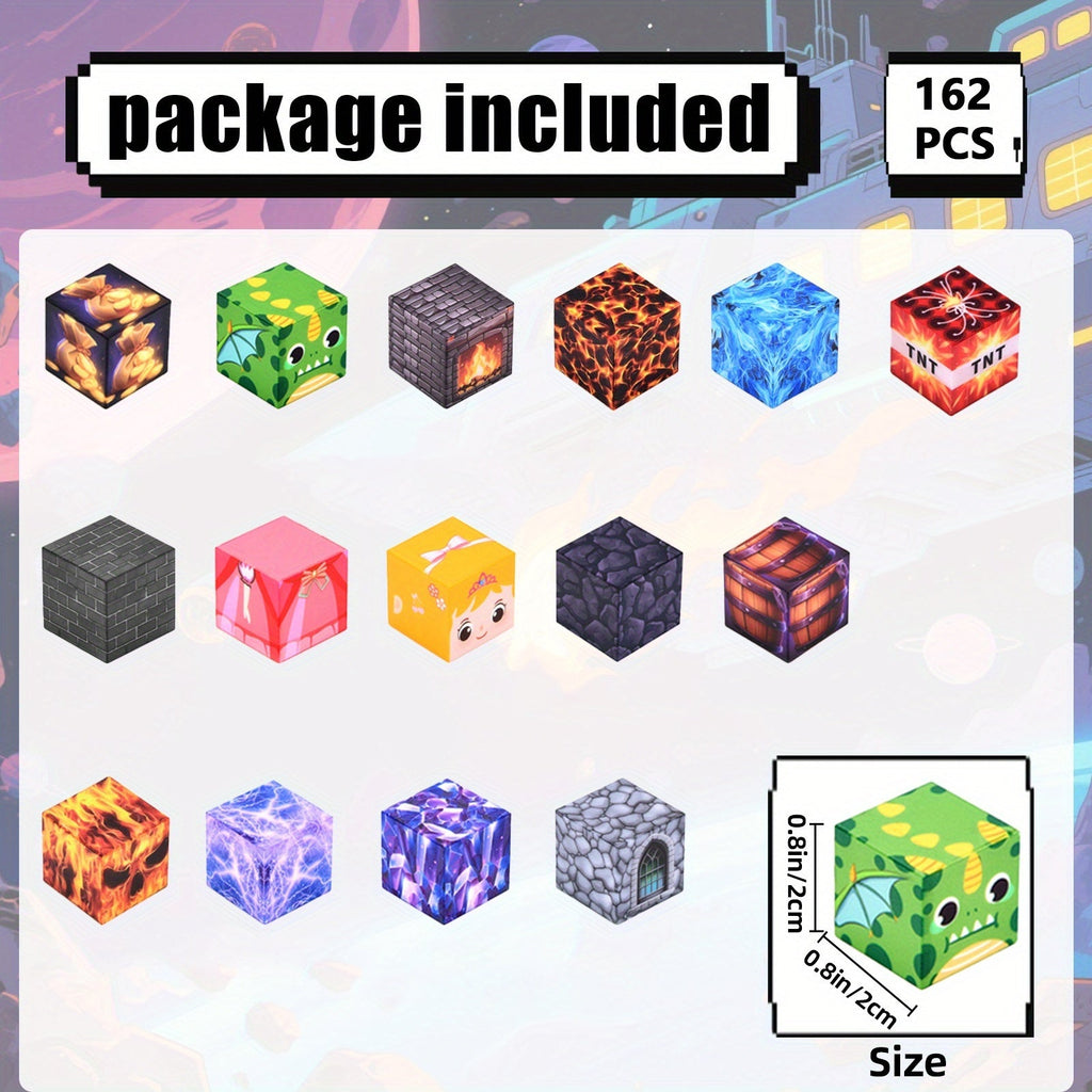 Magnetic Building Blocks Kit 100 or 162 Pieces - STEM Educational Magnetic Tiles Construction Set for Kids Boys and Girls, Creative 3D Building Toy, Birthday Easter Christmas Gift for Children