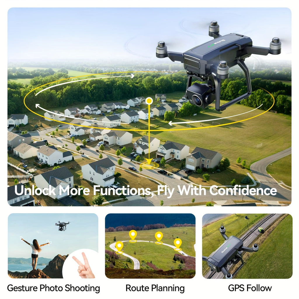 Bwine F7GB2 4K Drone with 3-Axis Gimbal - 8.2MP Camera, 50+ Min Flight Dual Battery, Level 6 Wind Resistance, 3.2KM Transmission, Triple GPS, FAA Remote ID Compliant, Carbon Fiber Frame