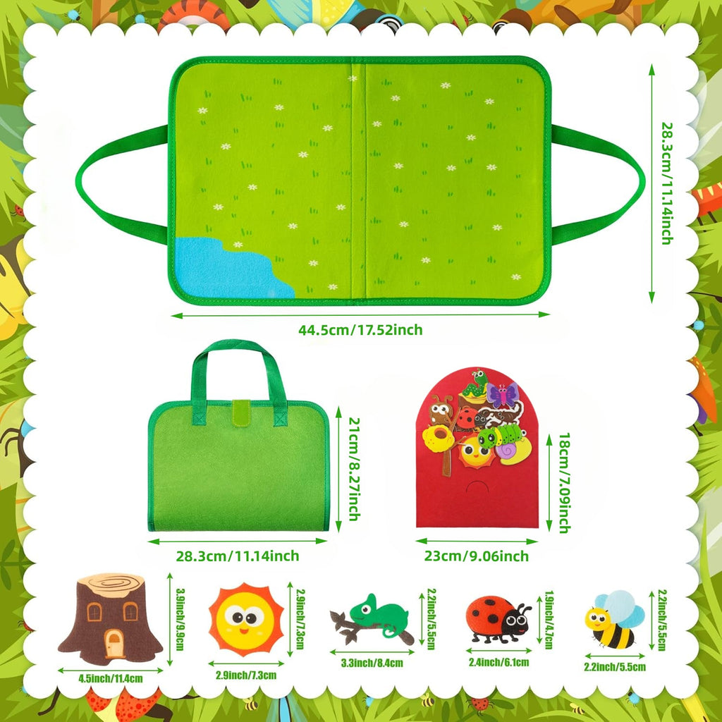 Busy Book for Toddlers – Felt Busy Board Sensory Learning Toy Gift Bag, Animals of the World & Farm Styles, Infant Early Education Activity Book, Travel Toy for Airplane Car, Gift for Boys Girls Ages 1 2 3+