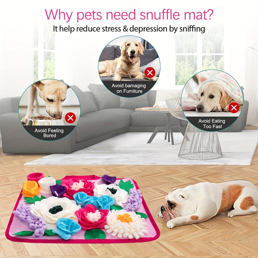 Snuffle Mat for Dogs - Slow Feeder Dog Puzzle Mat, Olfactory Training Nose Work Blanket, Anti-Choke Stress Relief Feeding Game Toy, Encourages Natural Foraging Instincts, Machine Washable