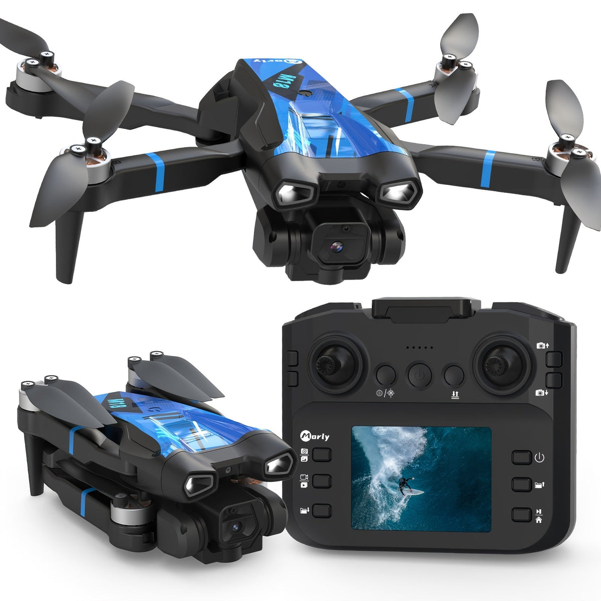 Drone with Camera for Adults Brushless Motor Dual Camera with Screen Remote Controller, Altitude Hold, 3D Flips, Headless Mode, SD Card Support, 3 Speeds, One-Key Takeoff & Landing – RC Quadcopter for Beginners & Adults
