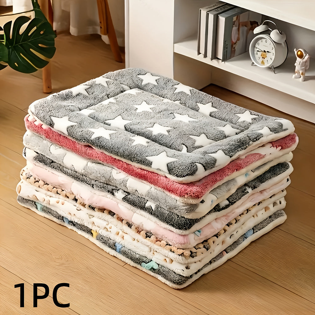 Holiday Pet Bed for Small Dogs & Cats - Soft Flannel Plush Christmas Halloween Reversible Double-Sided Mat with Paw Print, Machine Washable Crate Pad for Teacup Puppies, Kittens & Small Animals, Portable Travel Pet Sleeping Mat
