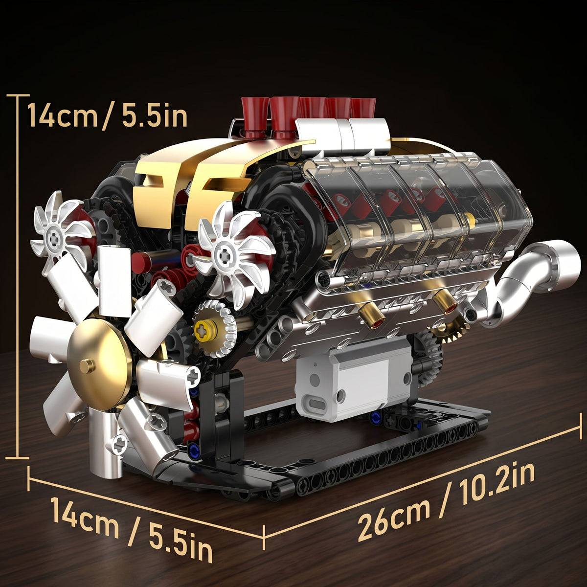 Transparent Mechanical Engine Model Building Kit with Automated Gear Transmission Piston Simulation STEM Science Project for Teens Adults Hobbyists Mechanics Birthday Christmas Gift