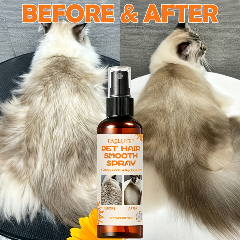 Dog Cat Detangling Spray Leave-In 10-in-1 by FEALUTE - Botanical Oils, Aloe & Vitamin E - Removes Knots, Tames Frizz, Moisturizes, Adds Shine - No Rinse Pet Coat Grooming Mist for All Coat Types