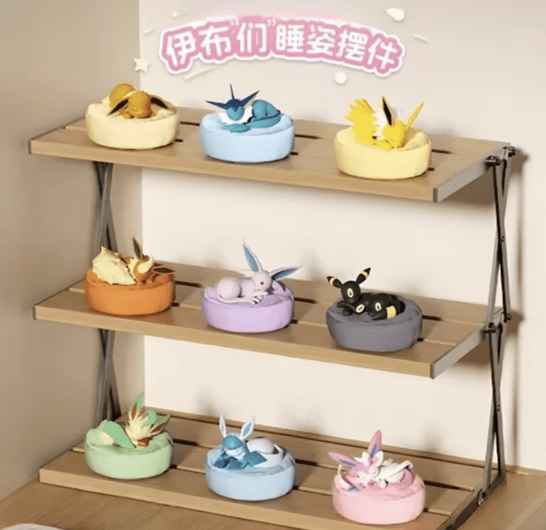 Pokemon Sleeping Eevee Full Set 9pc No Repeat – Vaporeon Flareon Jolteon Espeon Umbreon Leafeon Glaceon Sylveon Figures, Anime Collectible Toy Gift for Kids & Fans, Birthday Christmas Present