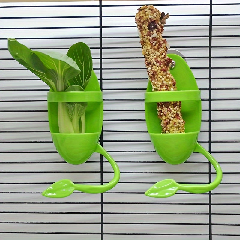 Bird Feeder Toy with Fruit Vegetable Basket Calcium Station Interactive Seed Caddy for Parakeets Cockatiels Lovebirds Wall Mount Swing Cage Accessory