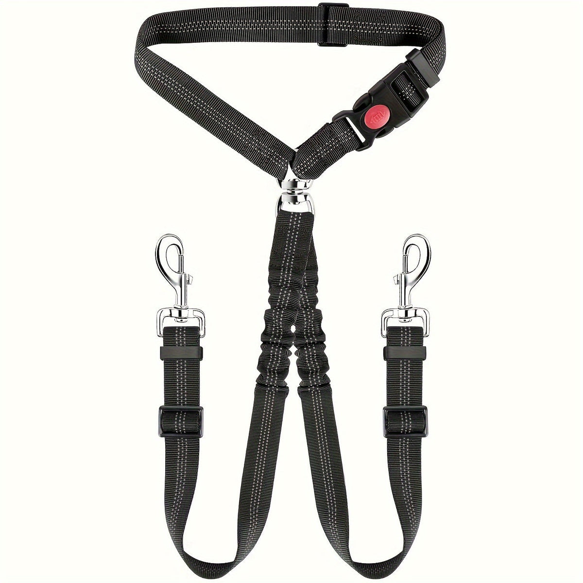 Dual Dog Car Seat Belt for 2 Dogs No-Tangle Headrest Restraint Adjustable Bungee Pet Safety Harness for Small Medium Large Dogs Car Travel